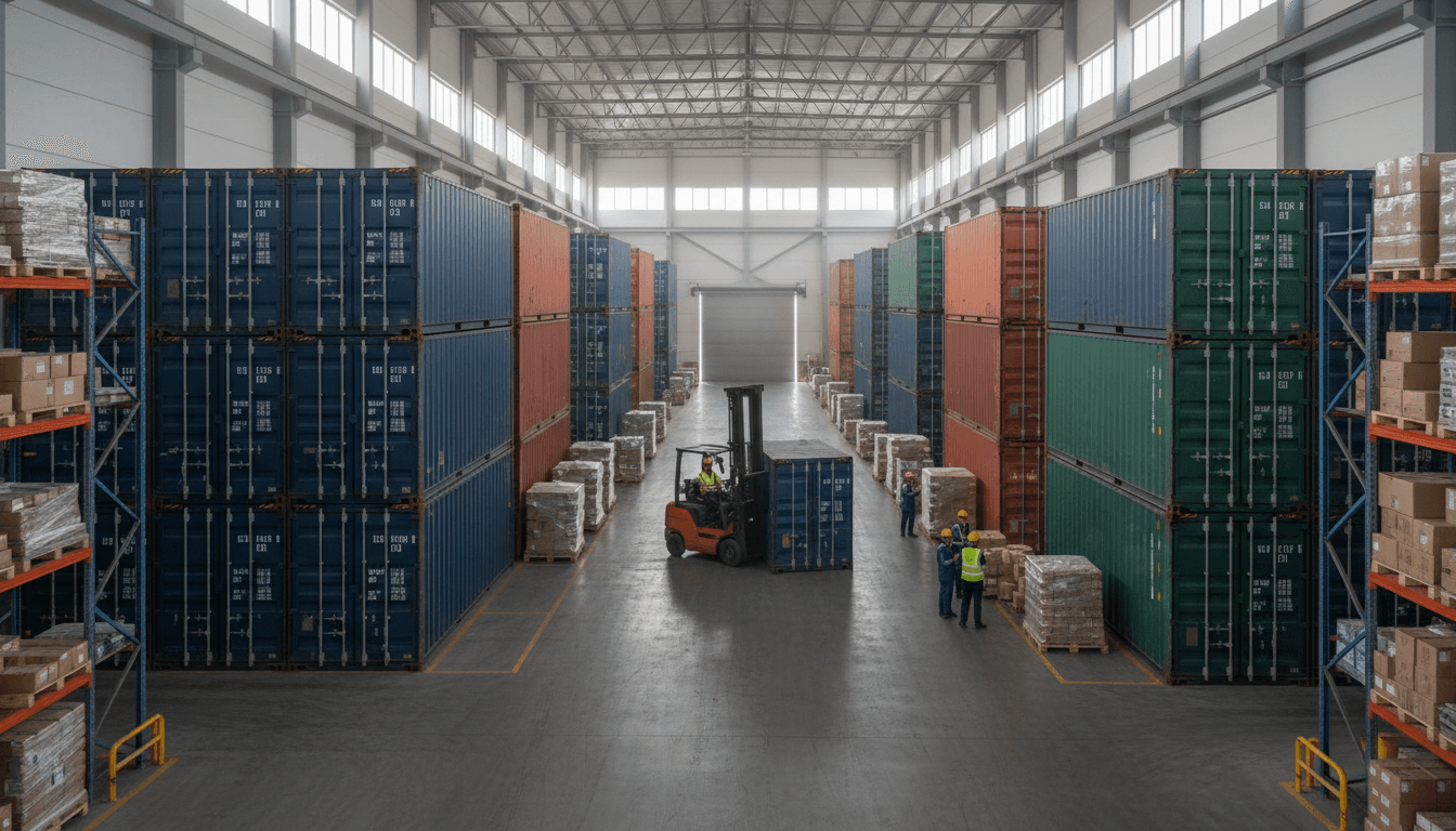 Cargo containers at Russian Bears transportation hub