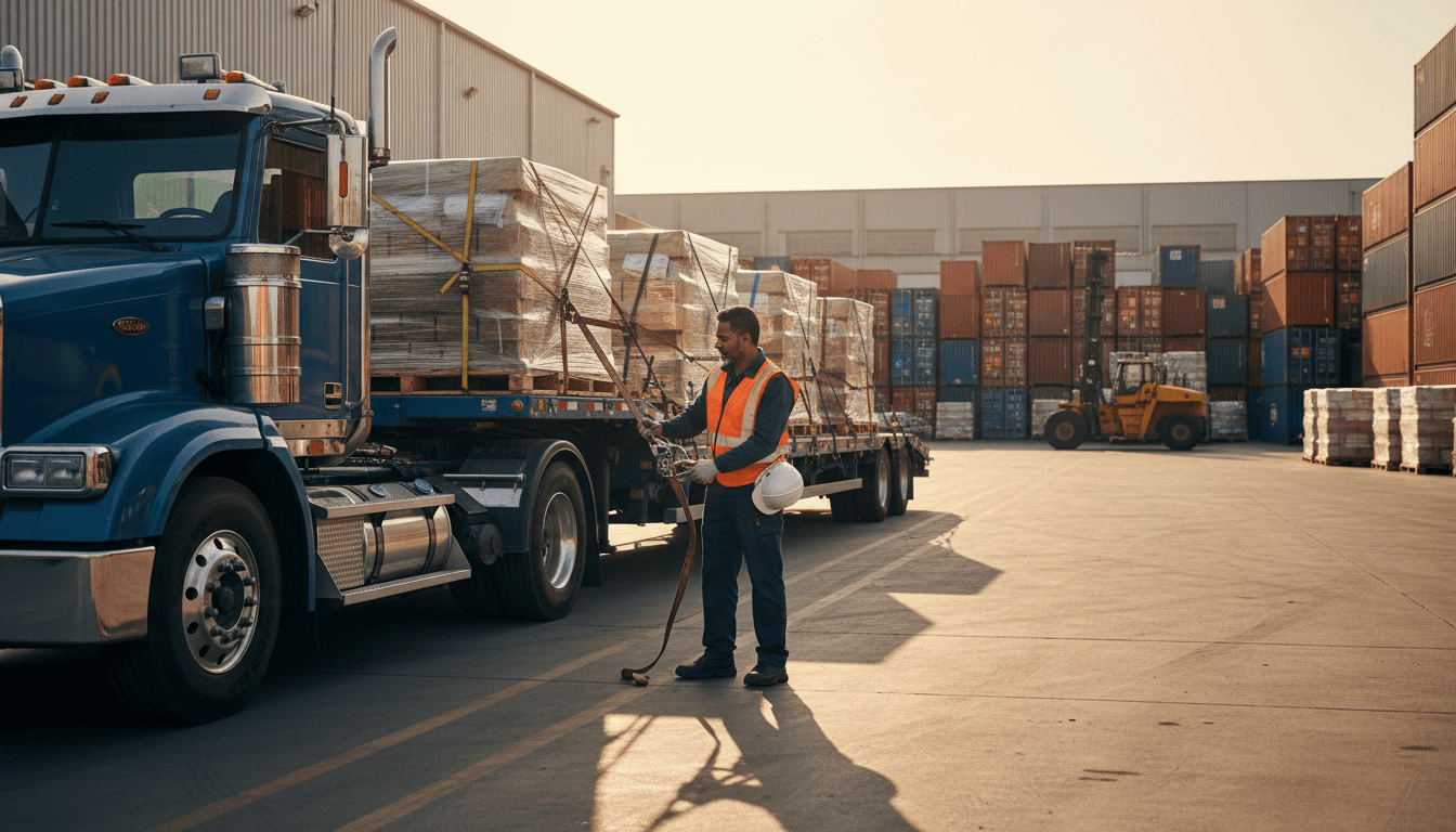 Professional truck driver at Russian Bears logistics facility