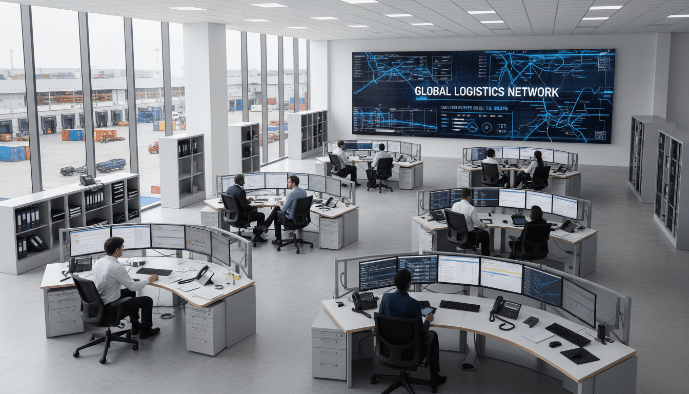 Logistics dispatch operation monitoring freight routes in real time